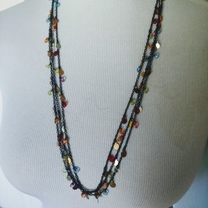 Vintage 3 Strand Multi Colored Necklace